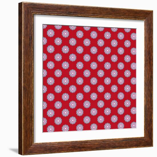 Pattern Blue Rosette on Wine Red-Effie Zafiropoulou-Framed Giclee Print