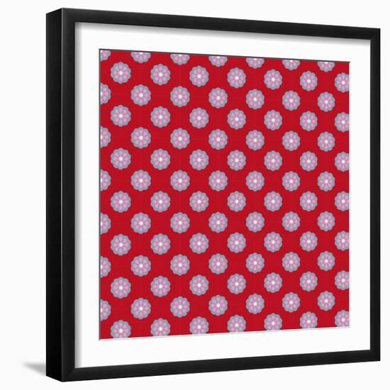 Pattern Blue Rosette on Wine Red-Effie Zafiropoulou-Framed Giclee Print