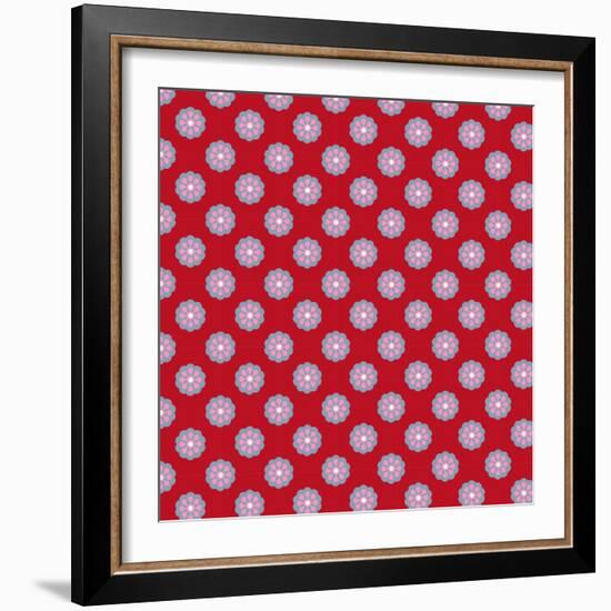 Pattern Blue Rosette on Wine Red-Effie Zafiropoulou-Framed Giclee Print