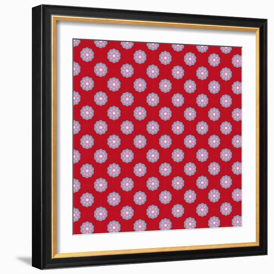 Pattern Blue Rosette on Wine Red-Effie Zafiropoulou-Framed Giclee Print