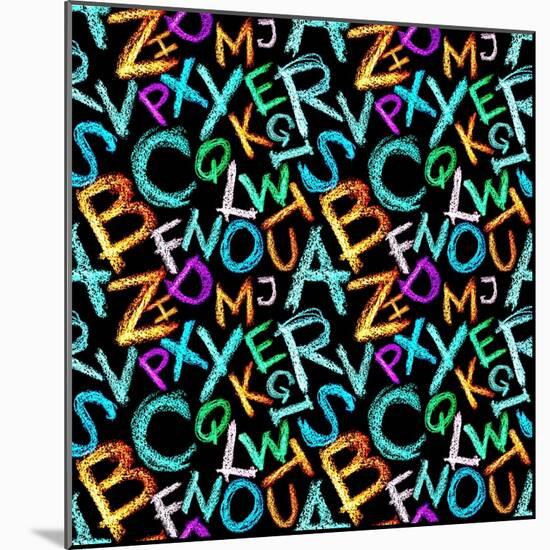 Pattern - Crayon Alphabet over White Background-Zoom-zoom-Mounted Art Print