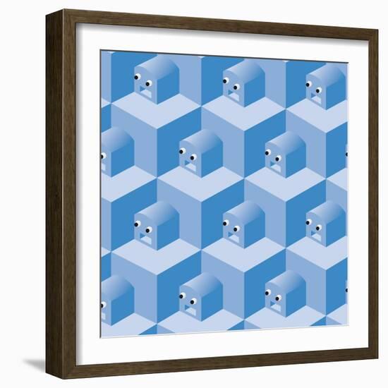 Pattern Cubes Robot-robodread-Framed Art Print