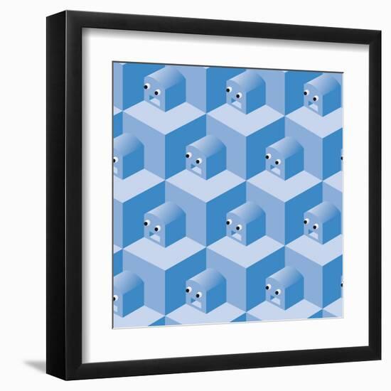 Pattern Cubes Robot-robodread-Framed Art Print