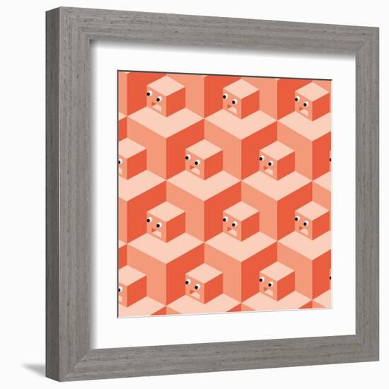 Pattern Cubes Robot-robodread-Framed Art Print