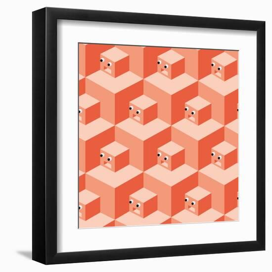 Pattern Cubes Robot-robodread-Framed Art Print