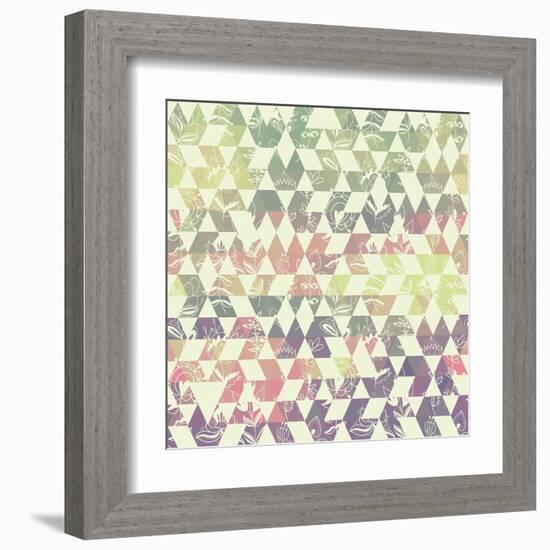 Pattern Geometric with Triangle and Plant Elements-Little_cuckoo-Framed Art Print