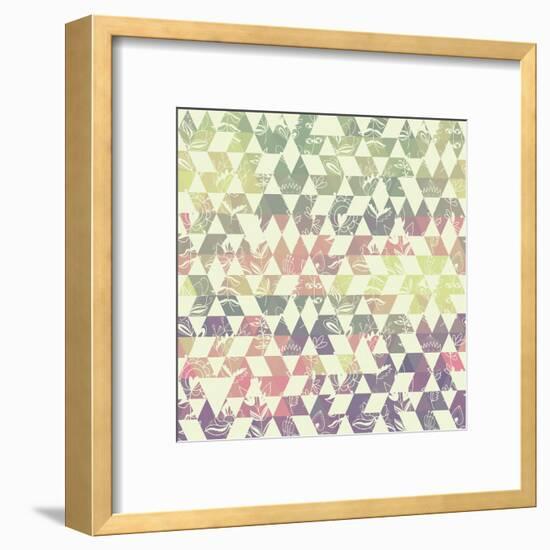 Pattern Geometric with Triangle and Plant Elements-Little_cuckoo-Framed Art Print