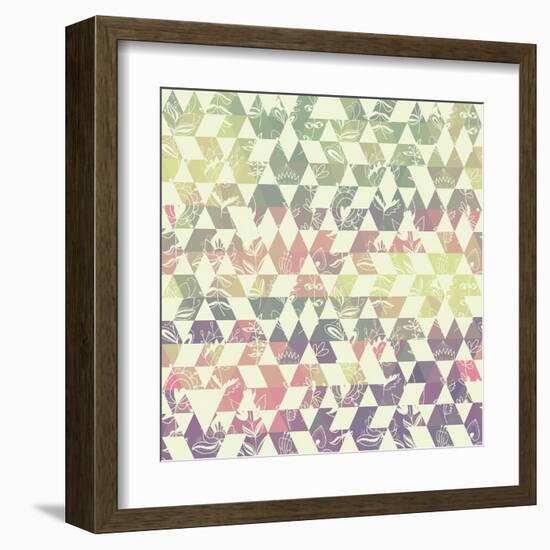 Pattern Geometric with Triangle and Plant Elements-Little_cuckoo-Framed Art Print