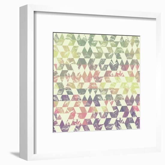 Pattern Geometric with Triangle and Plant Elements-Little_cuckoo-Framed Art Print