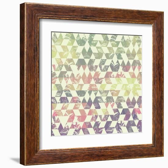 Pattern Geometric with Triangle and Plant Elements-Little_cuckoo-Framed Art Print