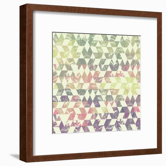 Pattern Geometric with Triangle and Plant Elements-Little_cuckoo-Framed Art Print