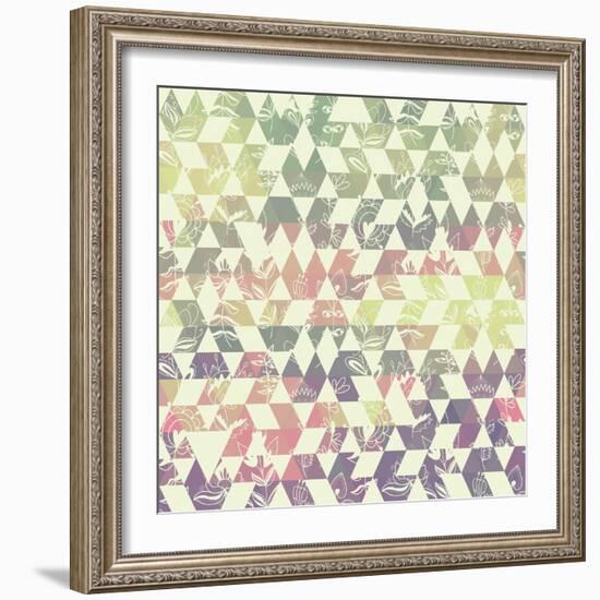 Pattern Geometric with Triangle and Plant Elements-Little_cuckoo-Framed Art Print