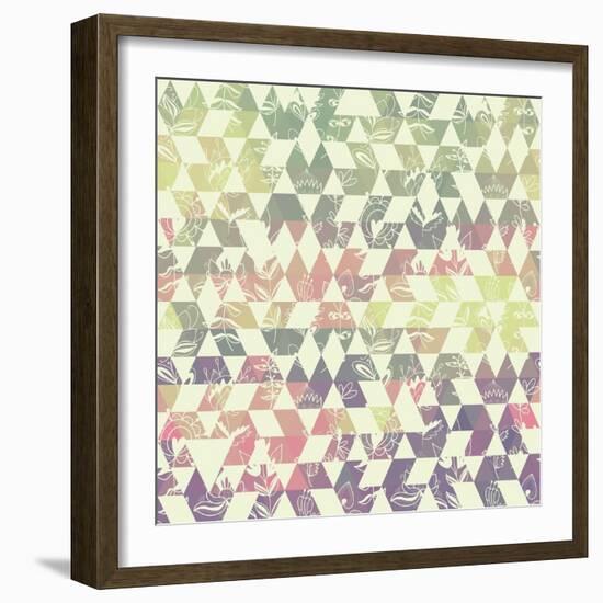 Pattern Geometric with Triangle and Plant Elements-Little_cuckoo-Framed Art Print