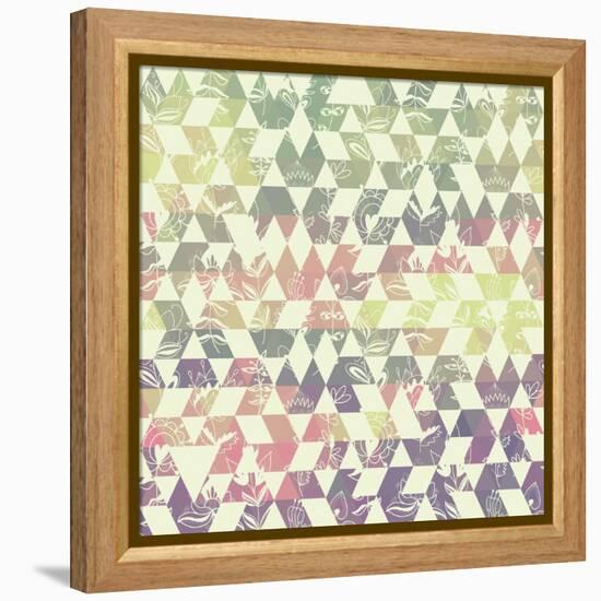 Pattern Geometric with Triangle and Plant Elements-Little_cuckoo-Framed Stretched Canvas