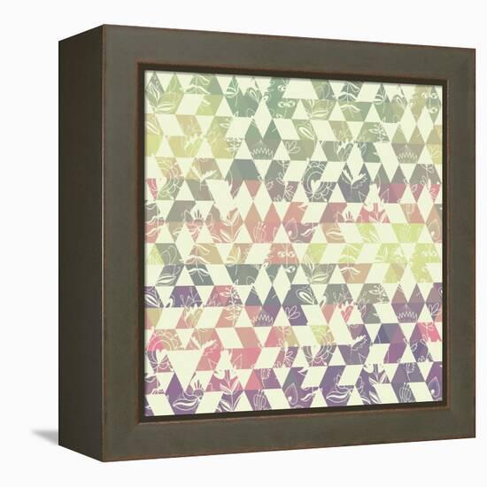 Pattern Geometric with Triangle and Plant Elements-Little_cuckoo-Framed Stretched Canvas