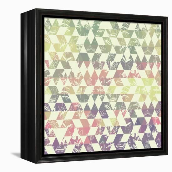 Pattern Geometric with Triangle and Plant Elements-Little_cuckoo-Framed Stretched Canvas