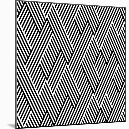 Pattern In Zigzag With Line Black And White-Lavanda-Mounted Art Print