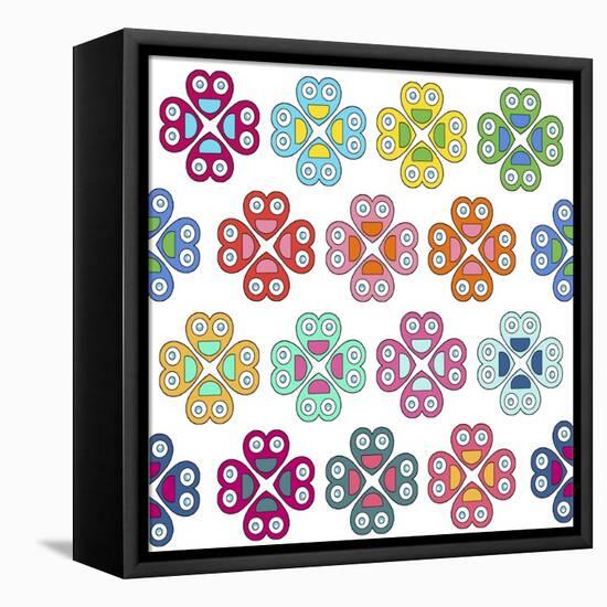 Pattern Smiling Hearts-Miguel Balbás-Framed Premier Image Canvas