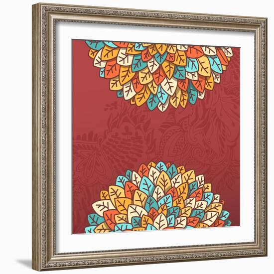 Pattern with Autumn Foliage Vector Illustration. Eco Friendly Leaf Design Autumn Background. Abstra-shumo4ka-Framed Art Print