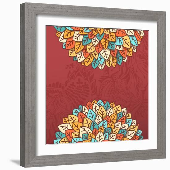 Pattern with Autumn Foliage Vector Illustration. Eco Friendly Leaf Design Autumn Background. Abstra-shumo4ka-Framed Art Print