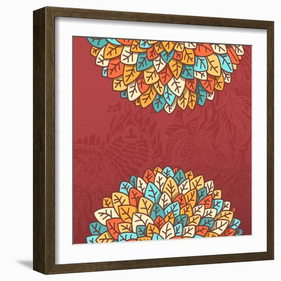 Pattern with Autumn Foliage Vector Illustration. Eco Friendly Leaf Design Autumn Background. Abstra-shumo4ka-Framed Art Print