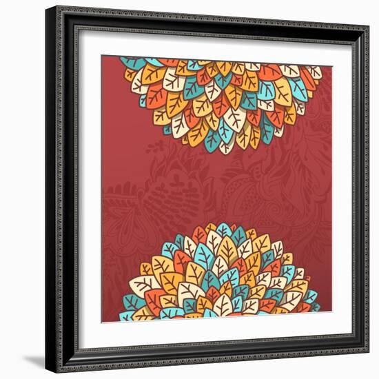 Pattern with Autumn Foliage Vector Illustration. Eco Friendly Leaf Design Autumn Background. Abstra-shumo4ka-Framed Art Print