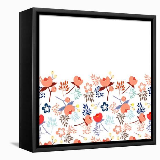 Pattern with Beautiful Peonies and Leaves-vavavka-Framed Stretched Canvas