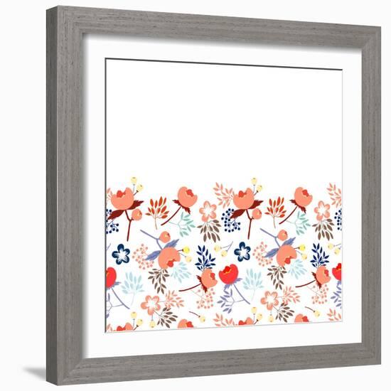 Pattern with Beautiful Peonies and Leaves-vavavka-Framed Art Print