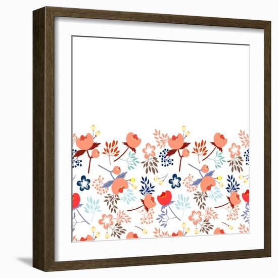 Pattern with Beautiful Peonies and Leaves-vavavka-Framed Art Print