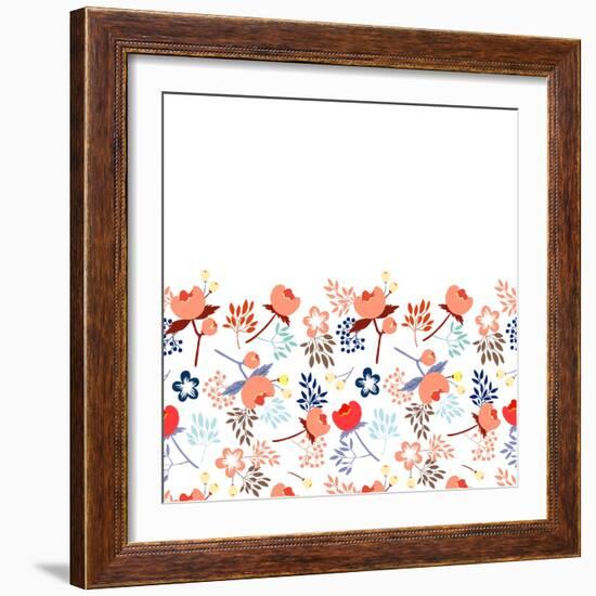 Pattern with Beautiful Peonies and Leaves-vavavka-Framed Art Print