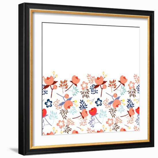 Pattern with Beautiful Peonies and Leaves-vavavka-Framed Art Print