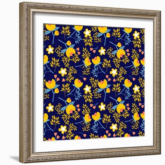 Pattern with Beautiful Peonies and Leaves-vavavka-Framed Art Print