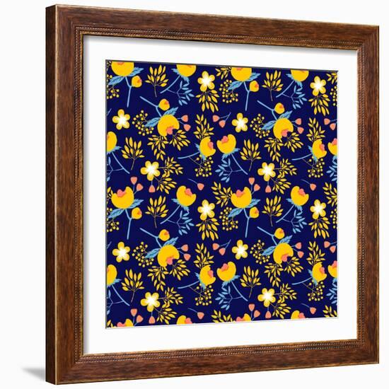 Pattern with Beautiful Peonies and Leaves-vavavka-Framed Art Print