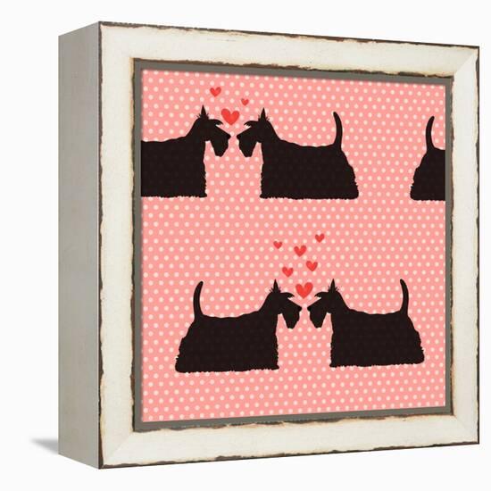 Pattern with Cartoon Dogs.-TashaNatasha-Framed Stretched Canvas