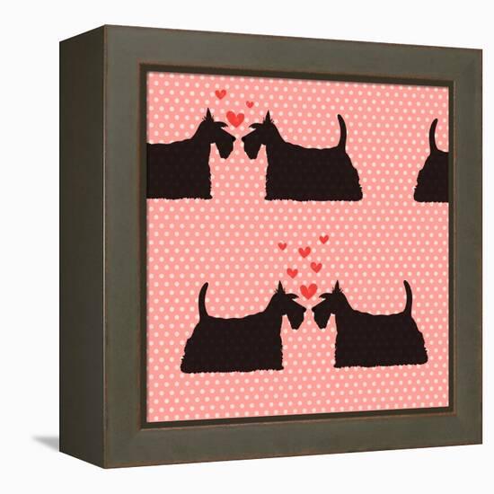 Pattern with Cartoon Dogs.-TashaNatasha-Framed Stretched Canvas