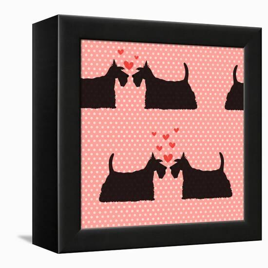 Pattern with Cartoon Dogs.-TashaNatasha-Framed Stretched Canvas