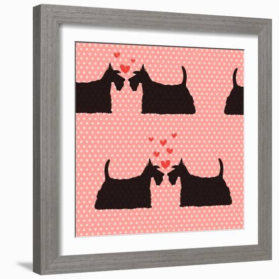 Pattern with Cartoon Dogs.-TashaNatasha-Framed Art Print