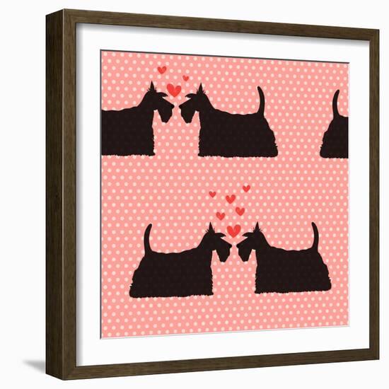 Pattern with Cartoon Dogs.-TashaNatasha-Framed Art Print