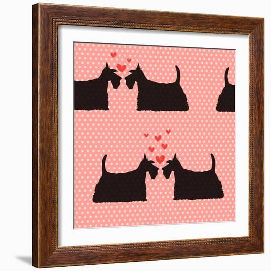 Pattern with Cartoon Dogs.-TashaNatasha-Framed Art Print