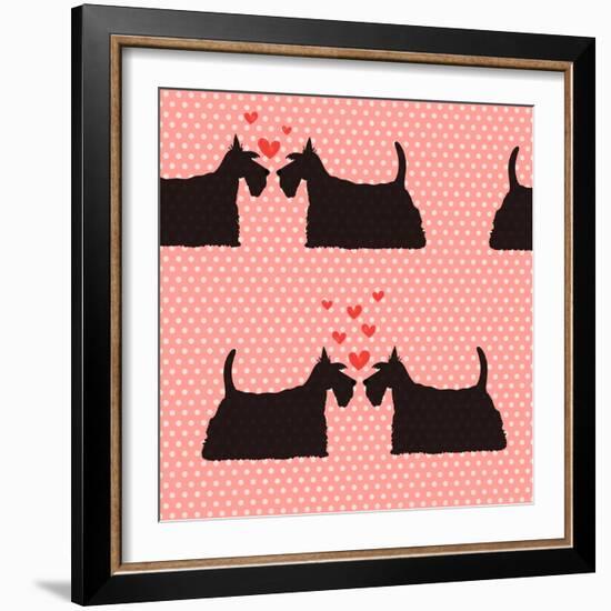 Pattern with Cartoon Dogs.-TashaNatasha-Framed Art Print