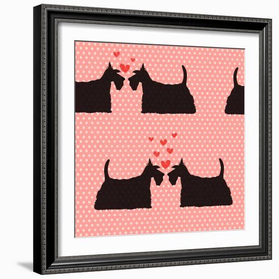 Pattern with Cartoon Dogs.-TashaNatasha-Framed Art Print