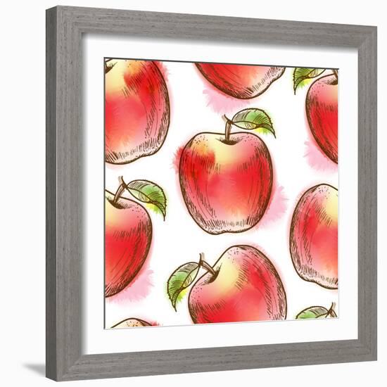 Pattern with Red Apple-Elena Terletskaya-Framed Art Print