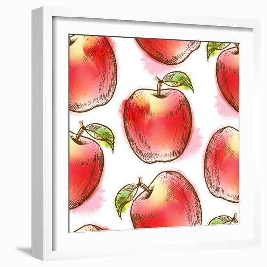 Pattern with Red Apple-Elena Terletskaya-Framed Art Print