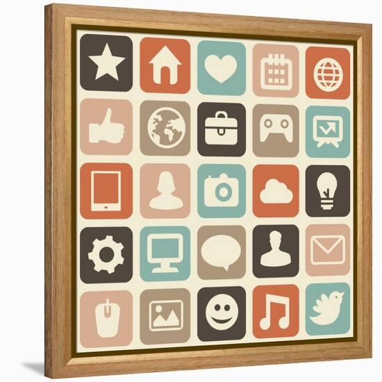 Pattern With Social Media Icons-venimo-Framed Stretched Canvas