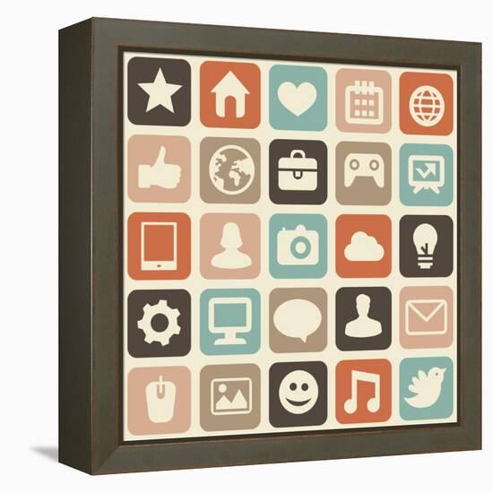 Pattern With Social Media Icons-venimo-Framed Stretched Canvas