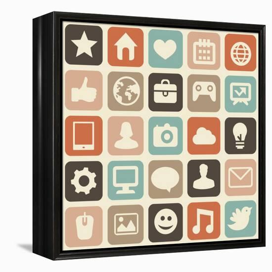 Pattern With Social Media Icons-venimo-Framed Stretched Canvas