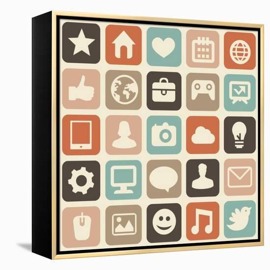 Pattern With Social Media Icons-venimo-Framed Stretched Canvas