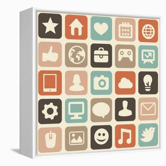 Pattern With Social Media Icons-venimo-Framed Stretched Canvas