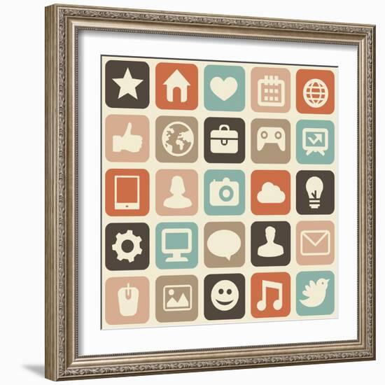 Pattern With Social Media Icons-venimo-Framed Art Print