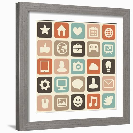 Pattern With Social Media Icons-venimo-Framed Art Print